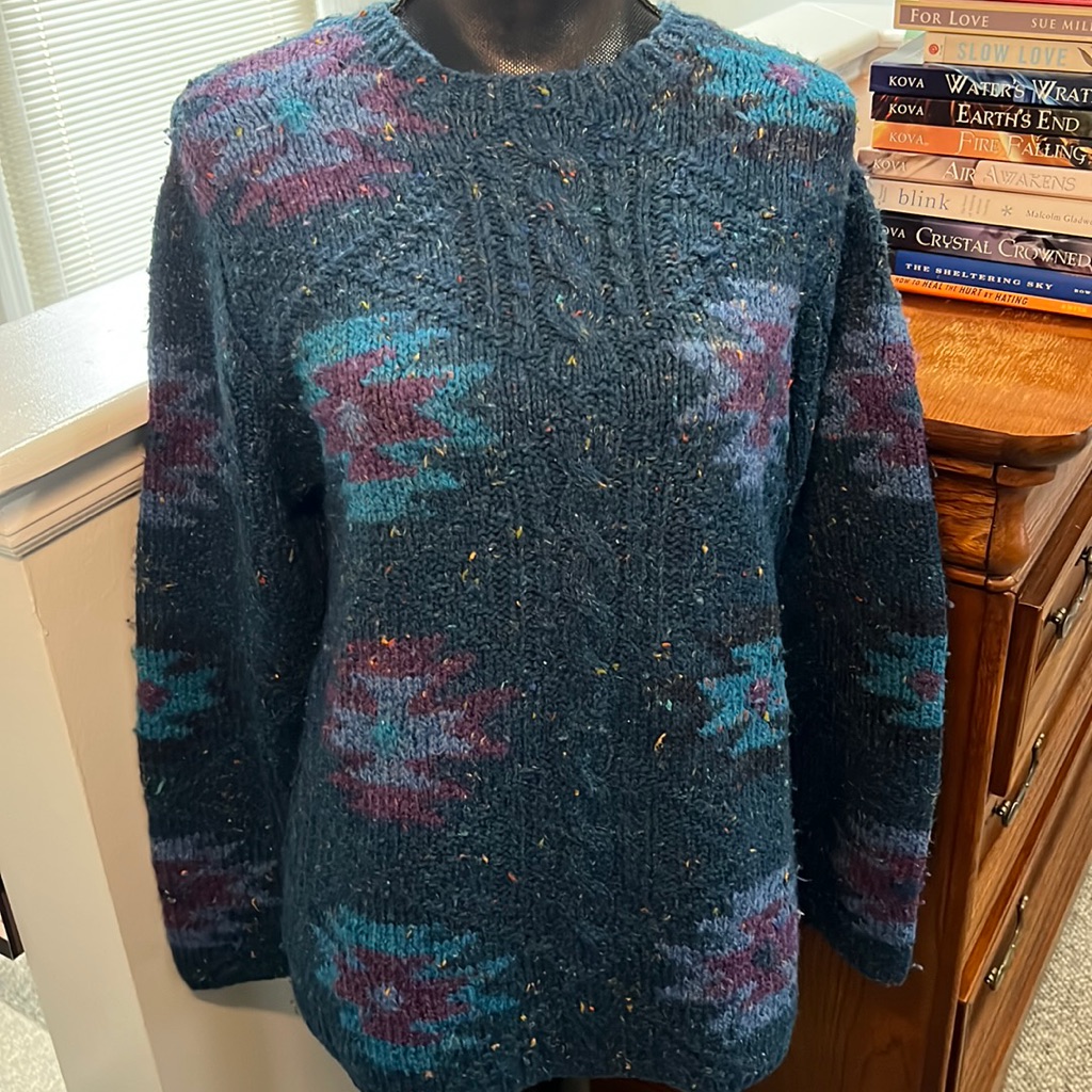Jones Jeans 1990's Blue Wool Vintage Sweater